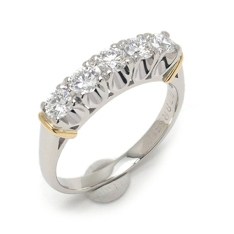 Rakuten - 【中古】ダイヤモンドリング 約14号 Pt900 K18 ダイヤ0.78ct 一文字 指輪 美品【質屋鑑定品】