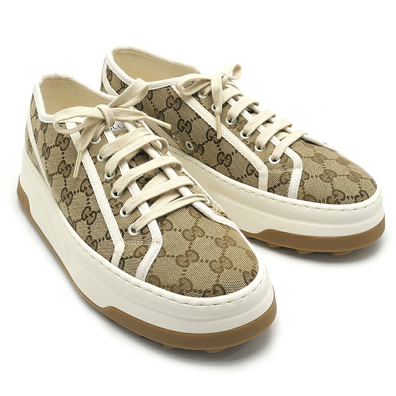 Rakuten - 【中古】グッチ GUCCI ローカットスニーカー GGキャンバス 745997 サイズ9 約28cm メンズ 箱付【質屋鑑定品】