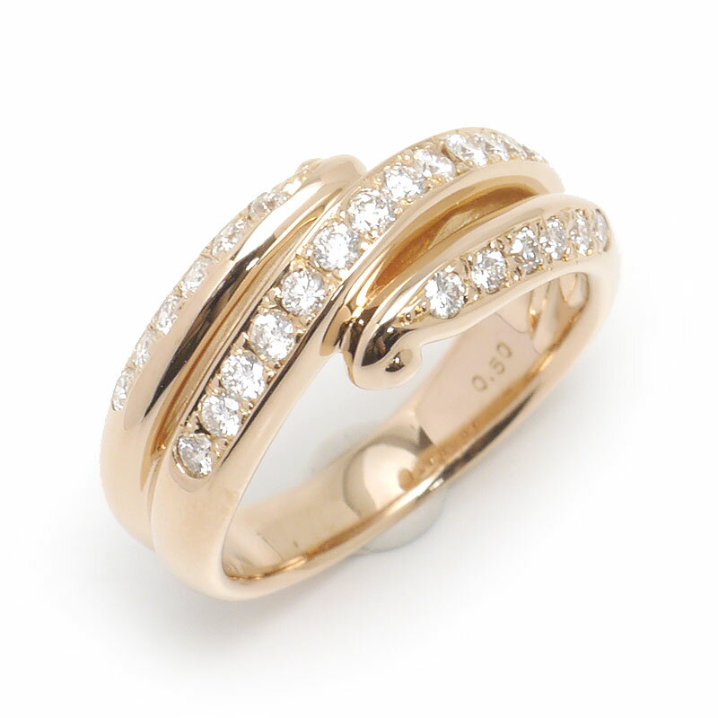 乐天商城 - 【中古】ダイヤモンドリング 約12号 K18PG・ダイヤ0.50ct 3列デザイン 【質屋鑑定品】