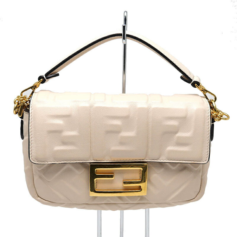 乐天商城 - 【中古】フェンディ FENDI バゲット ミニ 2WAY チェーン ショルダーバッグ ホワイト レディース【質屋鑑定品】