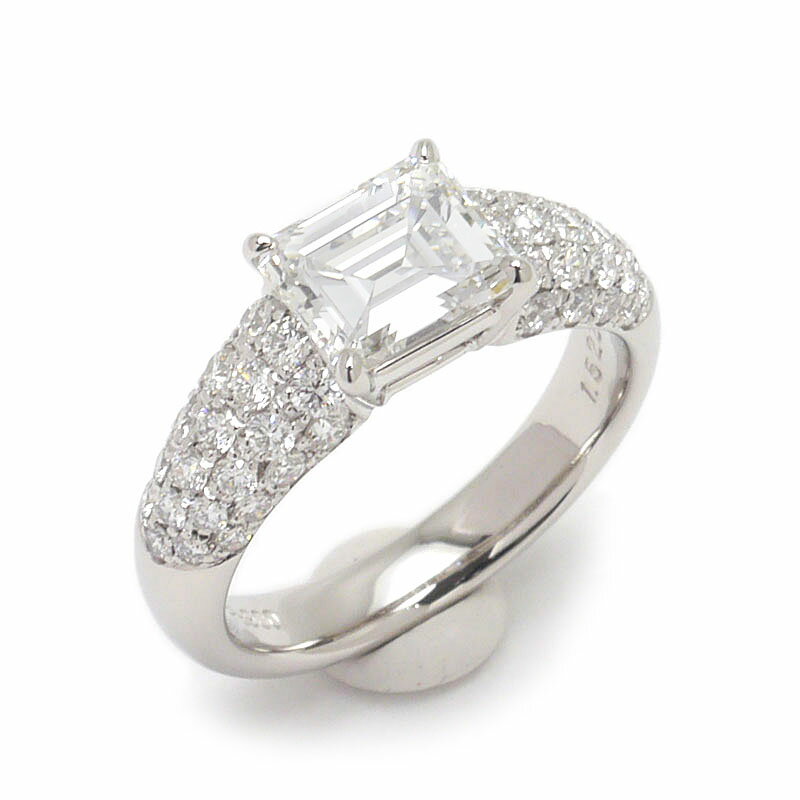 乐天商城 - 【中古】ダイヤモンドリング #12 約12号 PT900・ダイヤ1.522ct・0.81ct エメラルドカット H-VS1【質屋鑑定品】
