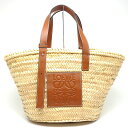 【中古】ロエベ LOEWE バスケットバッグ 327.02.S92 かごバッグ セミショルダー ヤシの葉&カーフ ナチュラル/タン レディース【 質屋鑑定品】