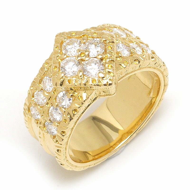 乐天商城 - 【中古】ダイヤモンドリング 約10号 K18YG・ダイヤ1.00ct ひし形 幅広 【質屋鑑定品】