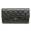 【中古】シャネル CHANEL クラッシック ロング フラップ ウォレット 長財布 キャビアスキン ブラック 黒【質屋鑑定品】