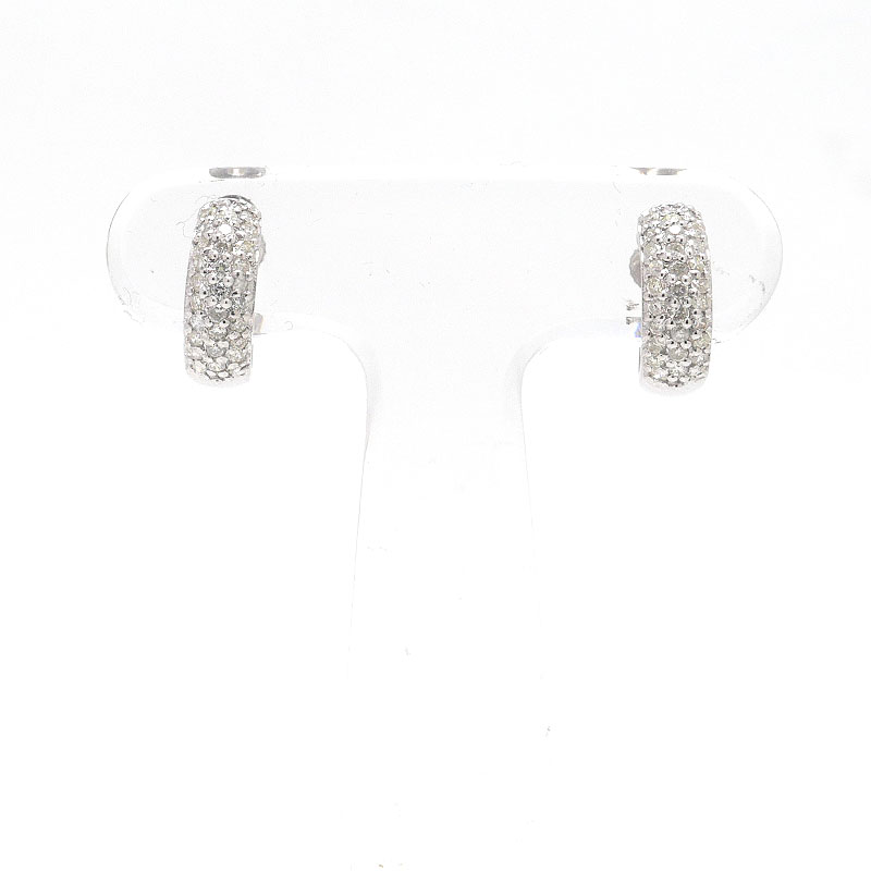 乐天商城 - 【中古】ダイヤモンドイヤリング K18WG・ダイヤ0.25ct・0.25ct フープ ハーフパヴェ【質屋鑑定品】