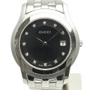 【中古】グッチ GUCCI 5500M 11Pダイヤモンド 黒文字盤 クォーツ【質屋鑑定品】