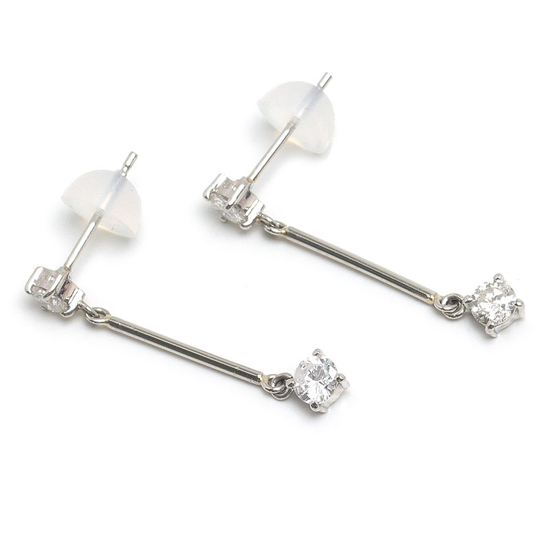 乐天商城 - 【中古】ダイヤモンドピアス PT900・ダイヤ0.25ct/0.25ct スウィングデザイン【質屋鑑定品】