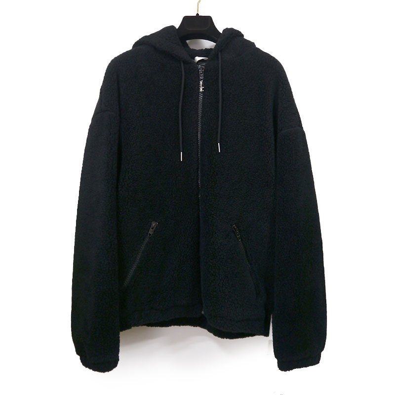 【中古】セリーヌCELINE フードスタッズ ロゴ フリース ジャケット 2Y906699M パーカー ブラック【質屋鑑定品】