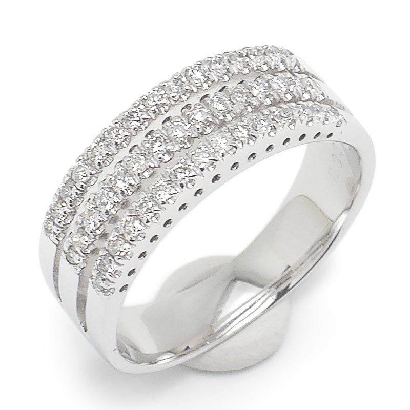乐天商城 - 【中古】ダイヤモンドリング 約12号 K18WG・ダイヤ0.33ct 3列デザイン【質屋鑑定品】