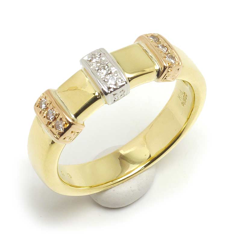 乐天商城 - 【中古】ダイヤモンドリング 約14号 K18YG・PT900・ダイヤ0.09ct 【質屋鑑定品】