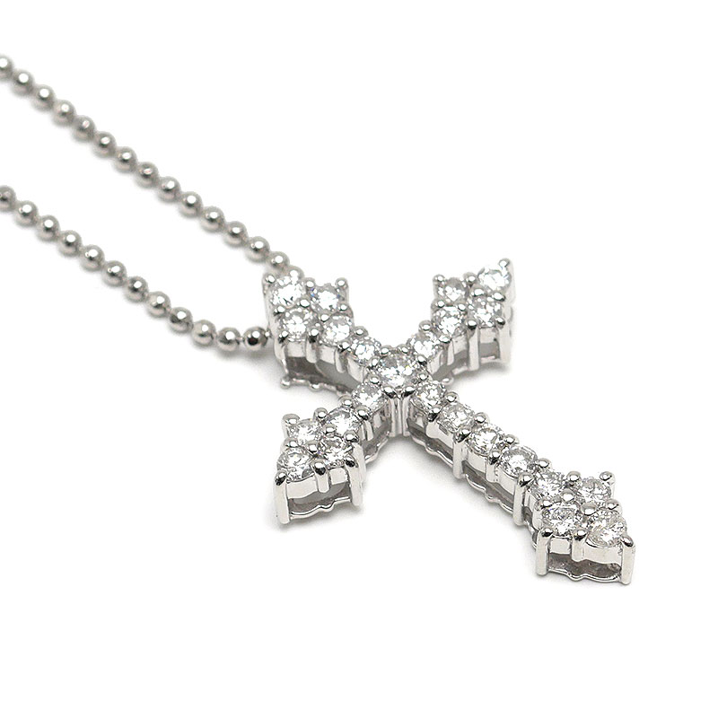 乐天商城 - 【中古】ダイヤモンドネックレス PT850・PT900・ダイヤ0.50ct クロス 十字架【質屋鑑定品】