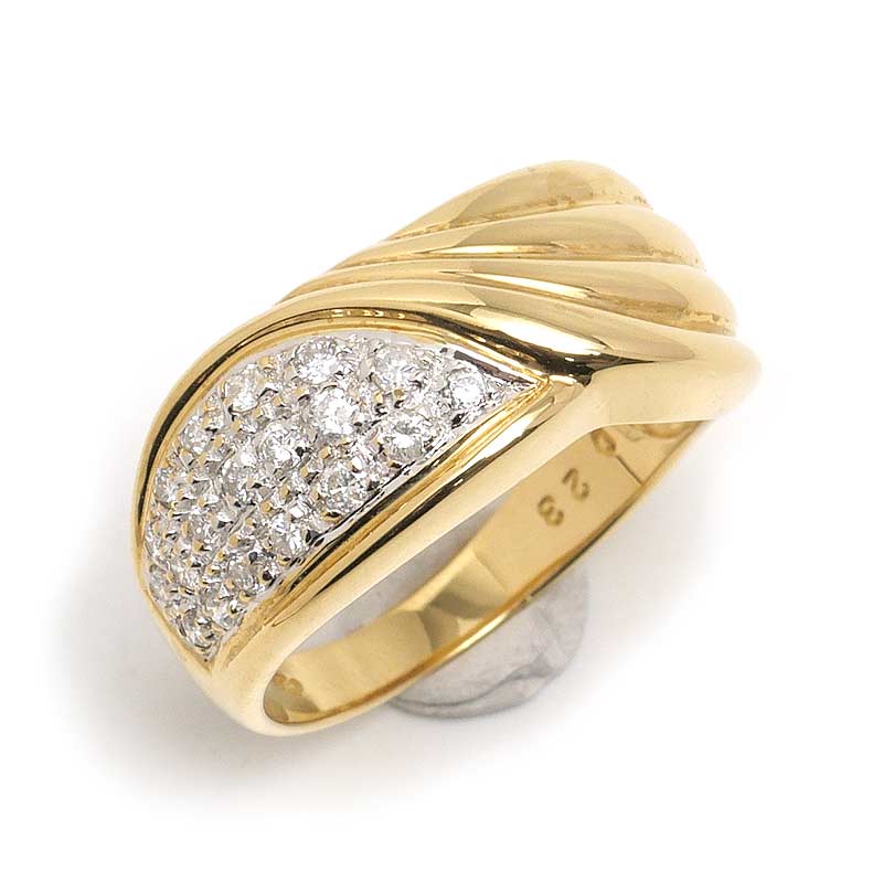 乐天商城 - 【中古】ダイヤモンドリング 約11号 K18YG・ダイヤ0.23ct 【質屋鑑定品】