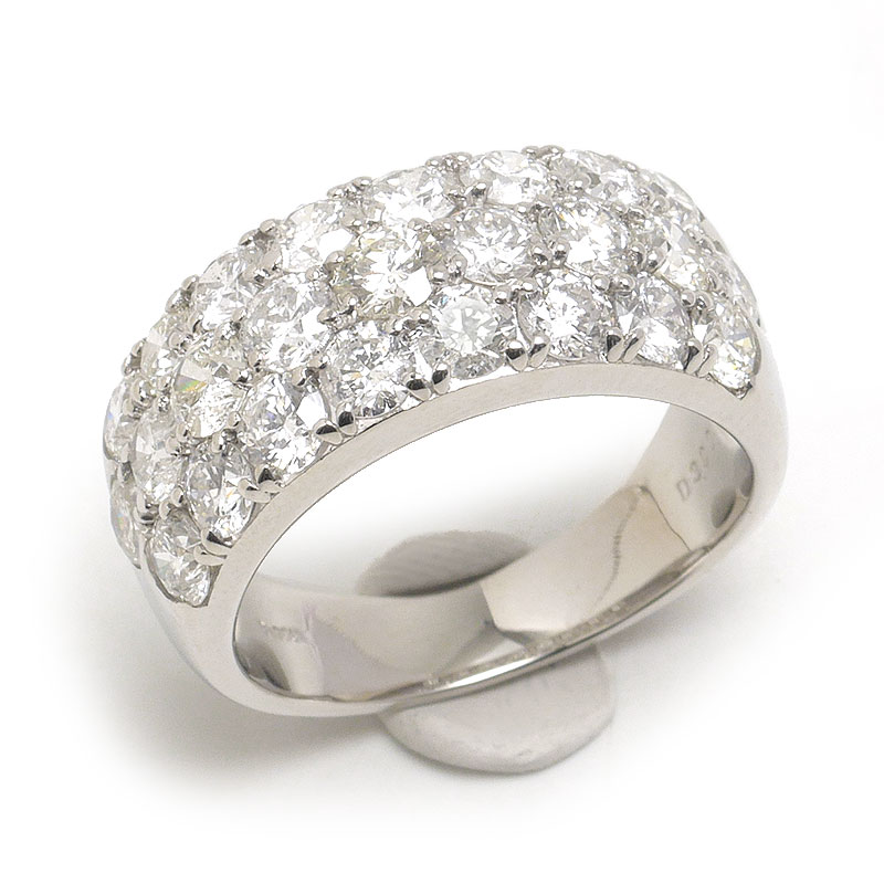 乐天商城 - 【中古】ダイヤモンドリング 約12号 PT900・ダイヤ3.00ct 3列 パヴェ【質屋鑑定品】