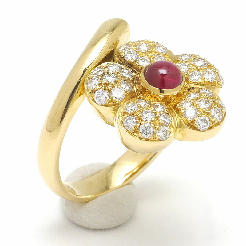 乐天商城 - 【中古】ルビーダイヤモンドリング #12.5 約12.5号 K18YG・ルビー0.47ct・ダイヤ0.74ct 花 フラワー【質屋鑑定品】