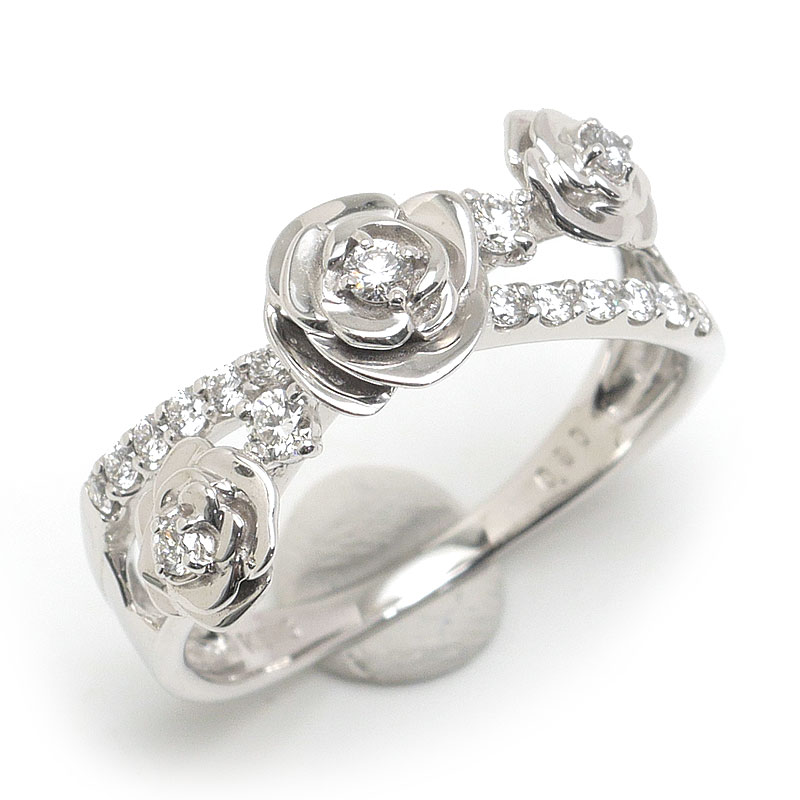 【中古】ダイヤモンドリング 約15号 K18WG・ダイヤ0.30ct 薔薇 ローズ フラワーモチーフ【質屋鑑定品】(4)