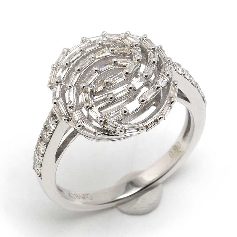 乐天商城 - 【中古】ダイヤモンドリング 約17号 K18WG・ダイヤ0.80ct テーパー・ラウンド【質屋鑑定品】
