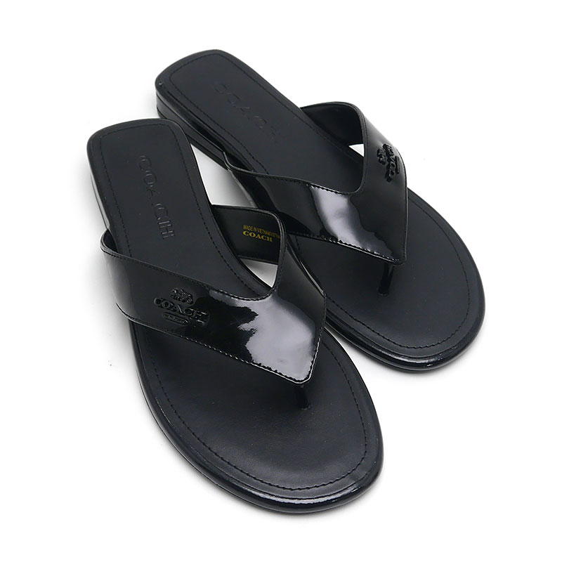 【中古】コーチ COACH ブリジット サンダル CZ157 6B パテントレザー ブラック【質屋鑑定品】