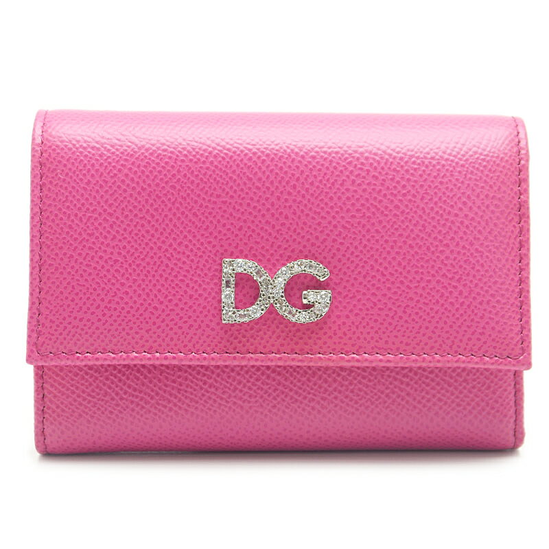 Rakuten - 未使用｜【中古】ドルチェ&ガッバーナ ドルガバ DOLCE＆GABBANA コンパクトフラップウォレット 三つ折り財布 ラインストーン ピンク 箱付【質屋鑑定品】