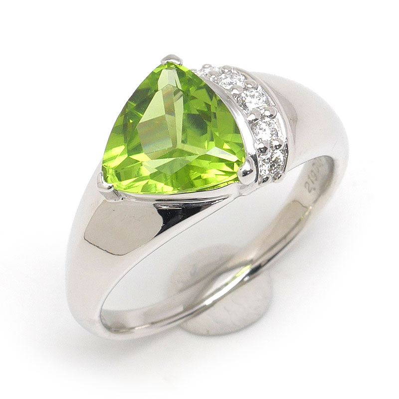 乐天商城 - 【中古】ペリドットダイヤモンドリング 約16号 PT900・ペリドット2.19ct・ダイヤ0.13ct【質屋鑑定品】