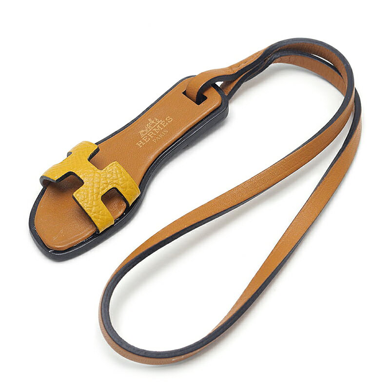 Key Holder - 【中古】エルメス HERMES オラン ナノ レザーバッグチャーム イエロー系 箱付【質屋鑑定品】