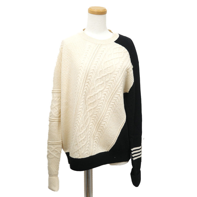 【中古】ニールバレット NEIL BARRETT アシンメトリーバイカラー クルーネックニット サイズM メンズ 20AW 【質屋鑑定品】