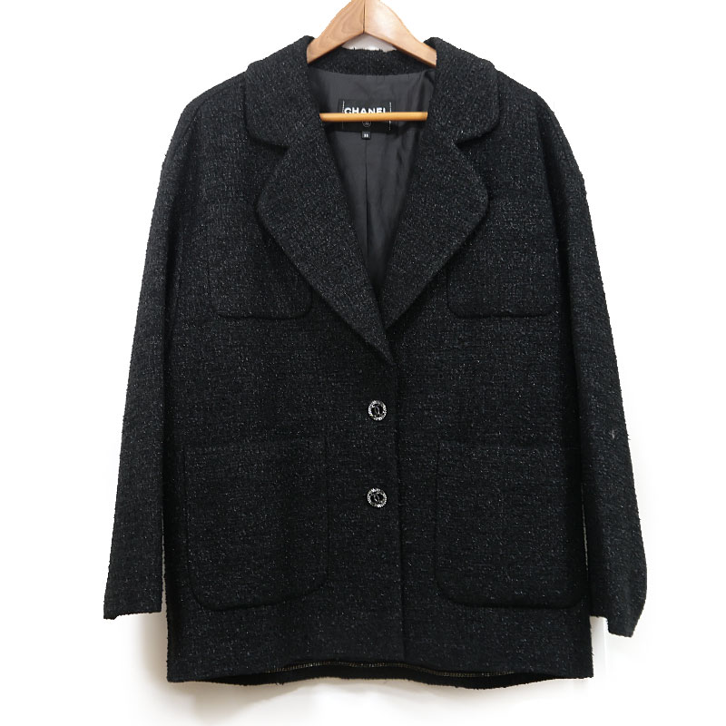 Rakuten - 【中古】シャネル CHANEL ツイードジャケット P63287 38 ブラック レディース【質屋鑑定品】