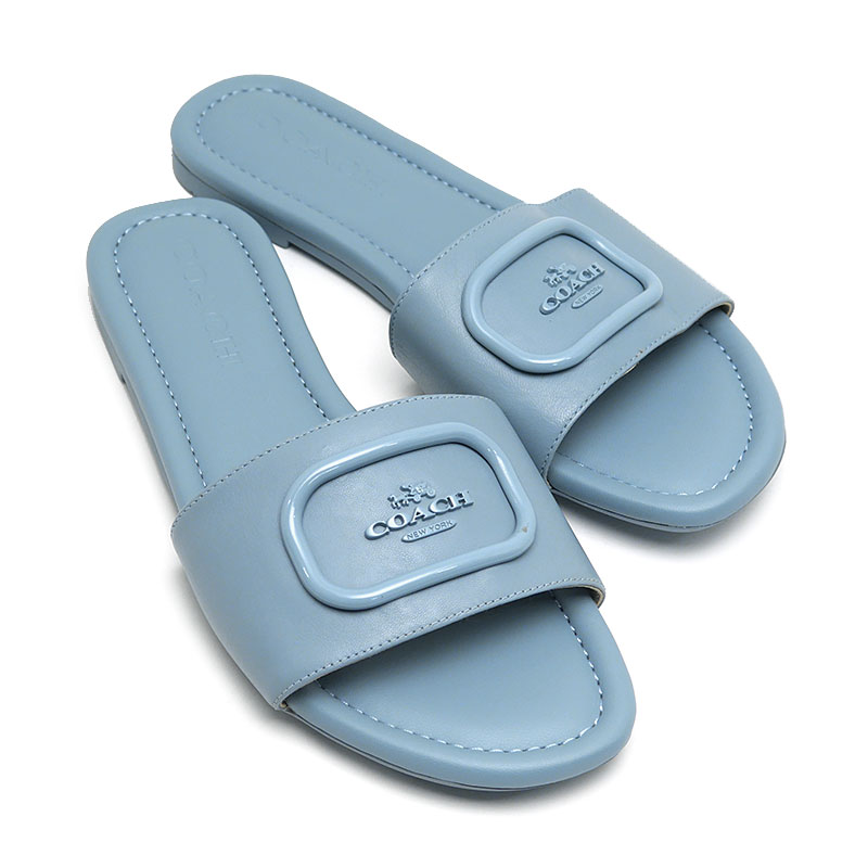 【中古】コーチ COACH エヴィ サンダル CP859 サイズ6B レザー 水色 ブルー系【質屋鑑定品】