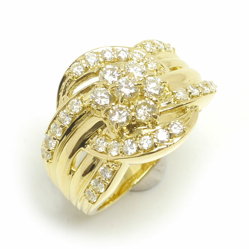 乐天商城 - 【中古】ダイヤモンドリング 約12.5号 K18YG・ダイヤ1.00ct フラワーモチーフ【質屋鑑定品】