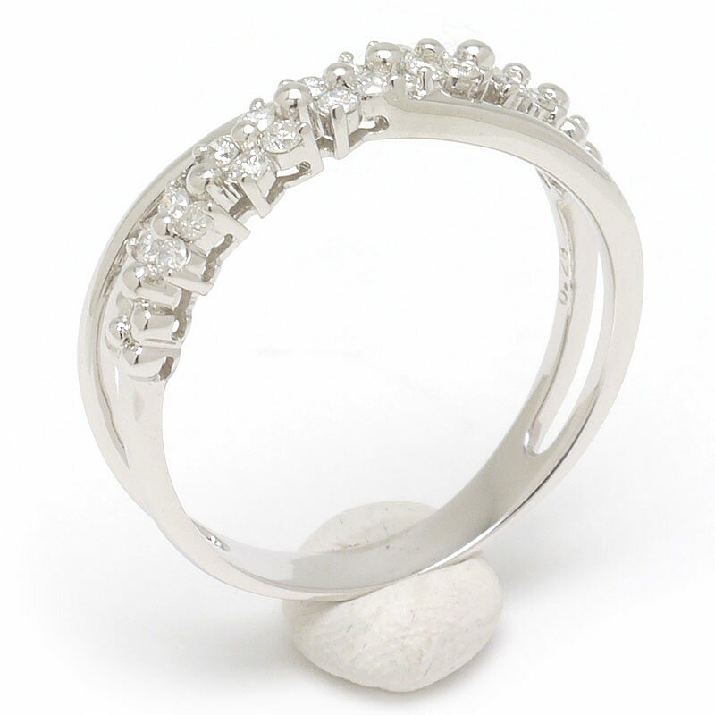乐天商城 - 【中古】ダイヤモンドリング #17.5 約17.5号 K18WG・ダイヤ0.28ct 交差デザイン【質屋鑑定品】