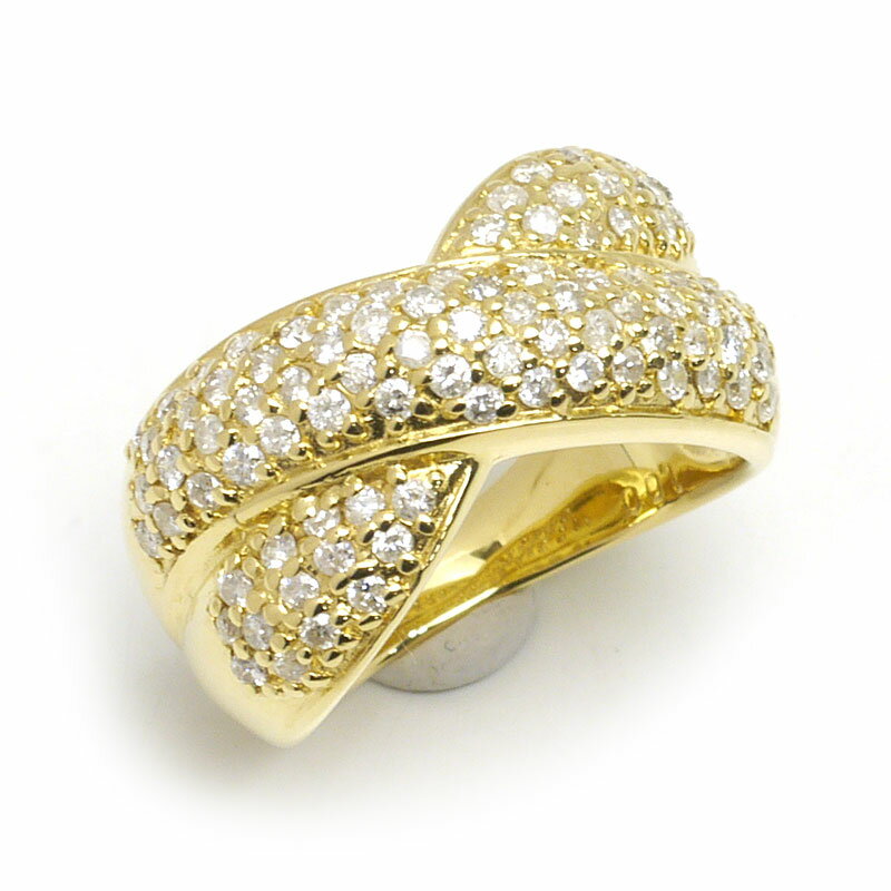 乐天商城 - 【中古】ダイヤモンドリング 約12号 K18YG・ダイヤ1.00ct 交差モチーフ 【質屋鑑定品】