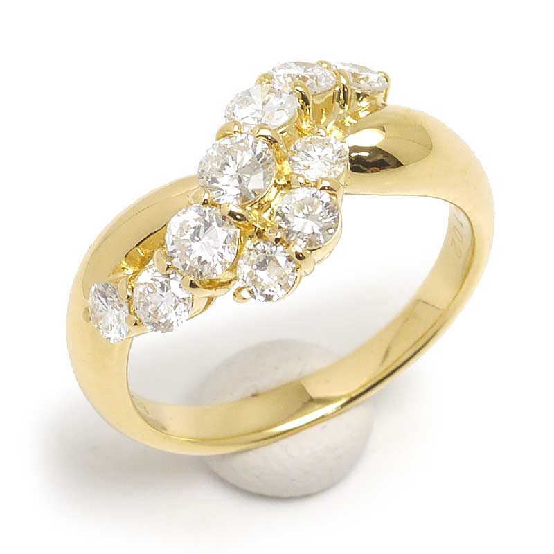 乐天商城 - 【中古】ダイヤモンドリング 約11.5号 K18YG・ダイヤ1.02ct カーブ 曲線【質屋鑑定品】