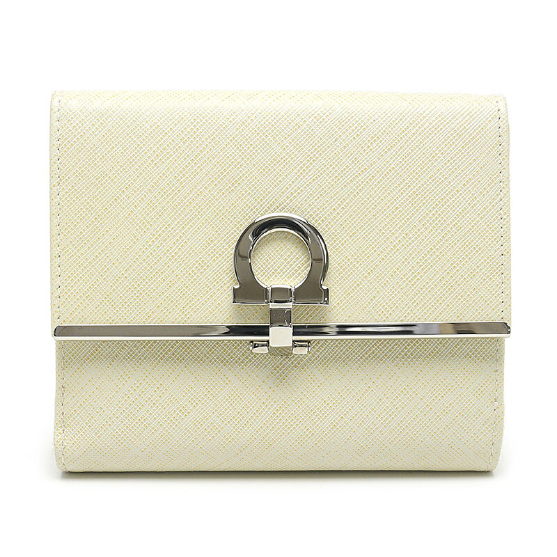 乐天商城 - 【中古】フェラガモ Salvatore Ferragamo 両面財布 レザー ガンチーニ ベージュ系 コンパクト財布【質屋鑑定品】