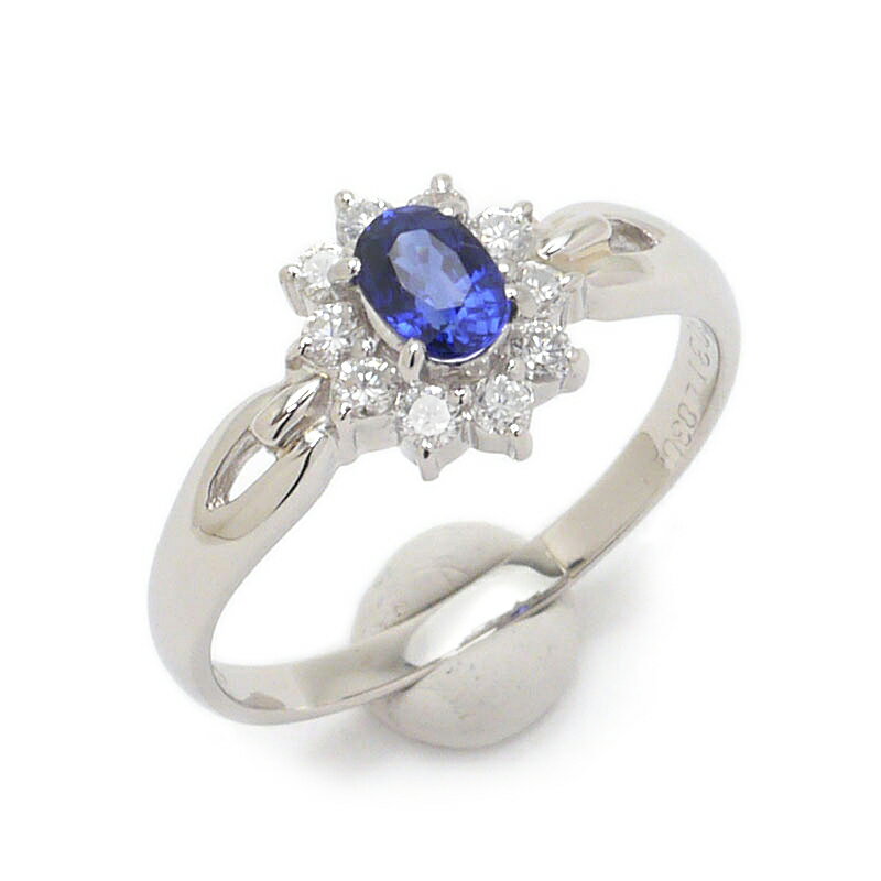 乐天商城 - 【中古】サファイアダイヤモンドリング #18 約18号 Pt900 プラチナ ブルーサファイア0.65ct ダイヤ0.31ct ソーティング付【質屋鑑定品】