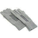 【中古】エルメス HERMES ニットグローブ サイズL カシミヤ 羊革 グレー×ダークネイビー 【質屋鑑定品】