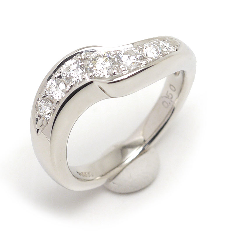 乐天商城 - 【中古】ダイヤモンドリング 約11号 PT900・ダイヤ0.50ct 曲線 カーブ【質屋鑑定品】