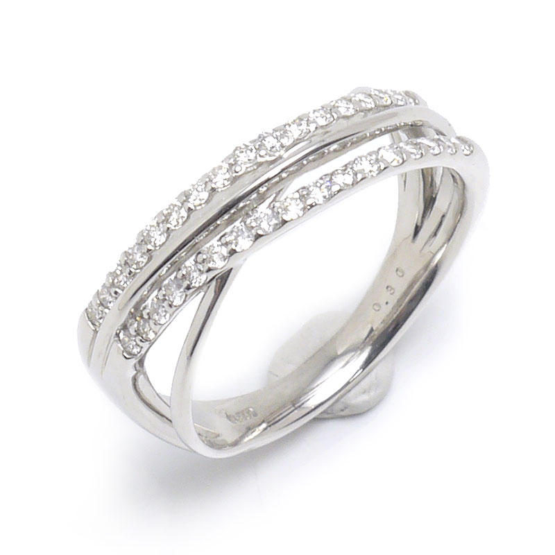 乐天商城 - 【中古】ダイヤモンドリング 約12.5号 PT900・ダイヤ0.30ct 交差デザイン【質屋鑑定品】