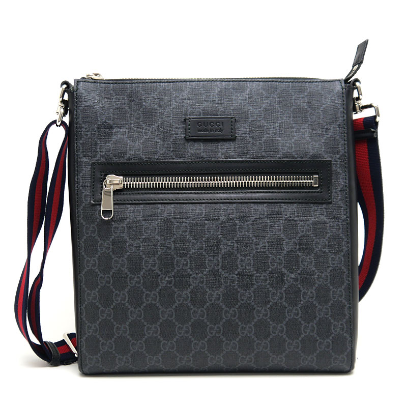 乐天商城 - 【中古】グッチ GUCCI メッセンジャーバッグ 474137 GGスプリーム ブラック ショルダーバッグ 【質屋鑑定品】