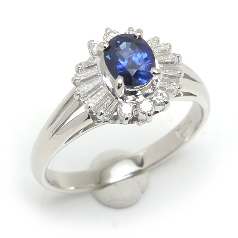 乐天商城 - 【中古】サファイアダイヤモンドリング 約12号 PT900・サファイア0.69ct・ダイヤ0.33ct【質屋鑑定品】