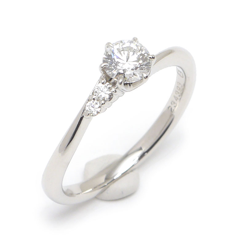 Rakuten - 【中古】ダイヤモンドリング #8 約8 PT950・ダイヤ0.30ct・0.03ct 細身デザイン【質屋鑑定品】