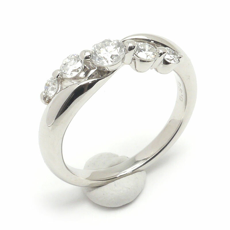 乐天商城 - 【中古】ダイヤモンドリング #9 約9号 PT900・ダイヤ0.50ct 5石 グラデーションセッティング【質屋鑑定品】