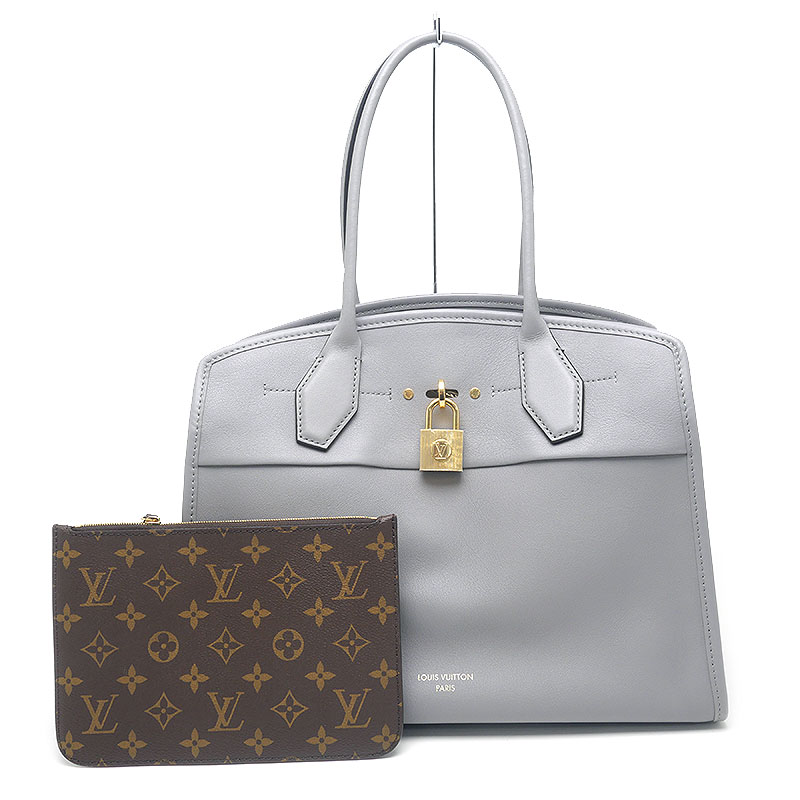 乐天商城 - 【中古】ルイヴィトン Louis Vuitton LV シティ スティーマー ソフトMM M12550 レザー グレー【質屋鑑定品】