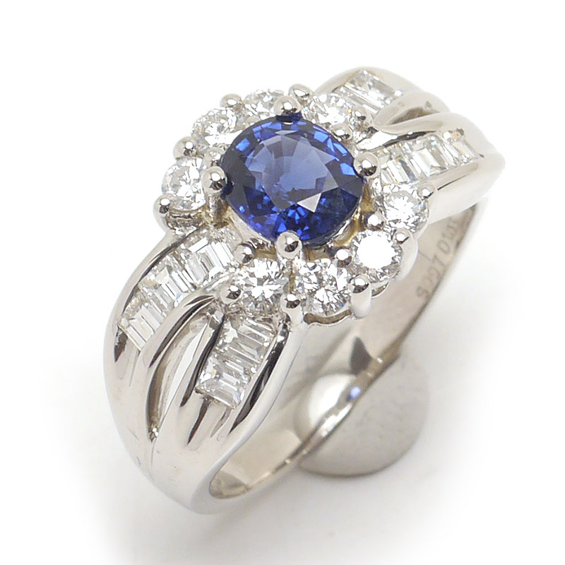 乐天商城 - 【中古】サファイアダイヤモンドリング 約11.5号 PT900・サファイア0.97ct・ダイヤ1.03ct【質屋鑑定品】