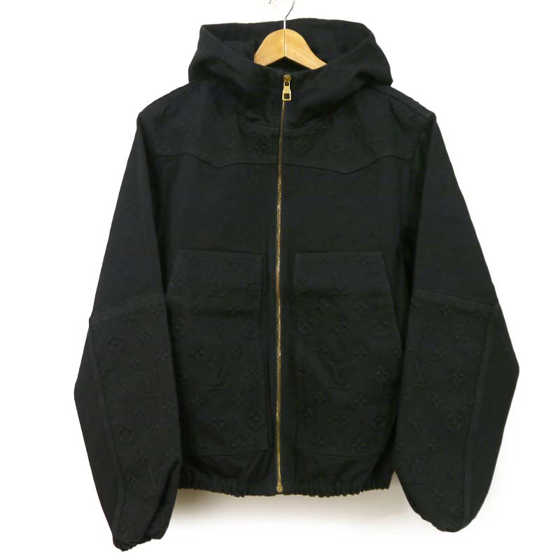 乐天商城 - 【中古】ルイヴィトン Louis Vuitton モノグラムエンボス デニムジップパーカー RM222M OK4 HNA10W 46 ブラック【質屋鑑定品】