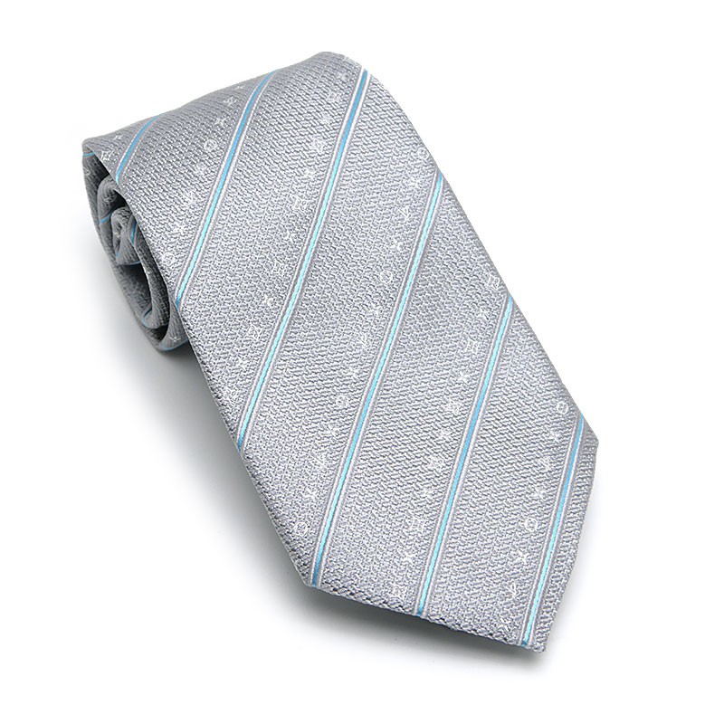 【中古】ルイヴィトン Louis Vuitton LV ネクタイ・モノグラム ストライプス M79461 グレー系【質屋鑑定品】