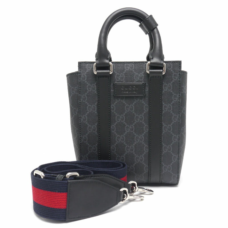 【中古】グッチ GUCCI 2WAYハンドバッグ 696010 GGスプリームキャンバス ブラック系【質屋鑑定品】