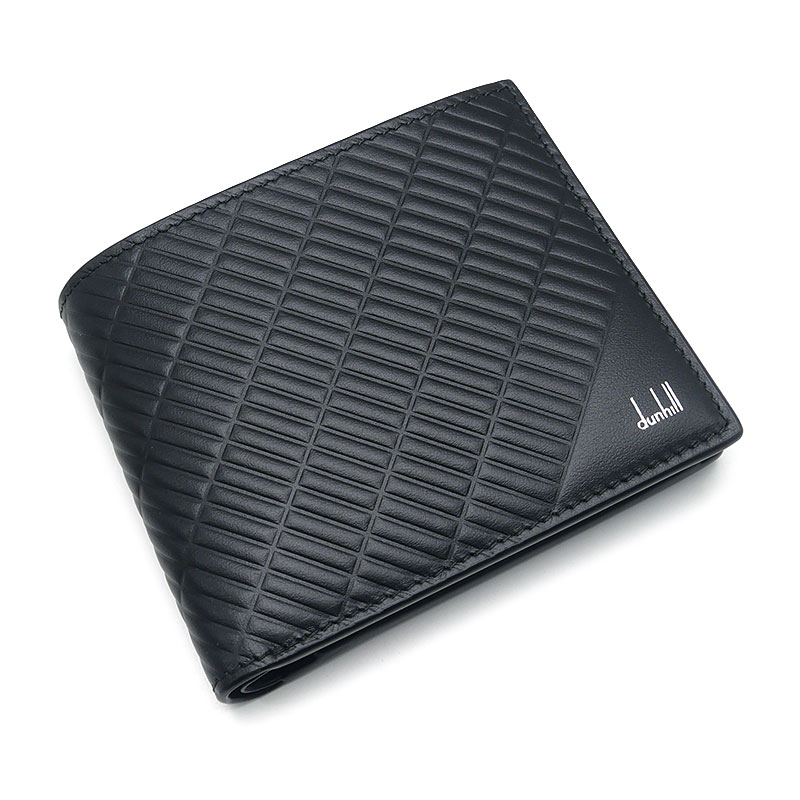 未使用｜【中古】ダンヒル dunhill 2つ折り財布 コントゥア ブラック レザー メンズ 小銭入れあり【質屋鑑定品】