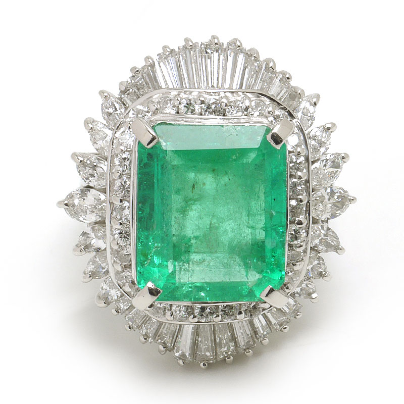 中古 エメラルドダイヤモンドリング #11.5 約11.5号 PT900・エメラルド8.50ct・ダイヤ2.41ct 質屋鑑定品 kurata7-10059155 質屋クラタセブン サンプル画像2