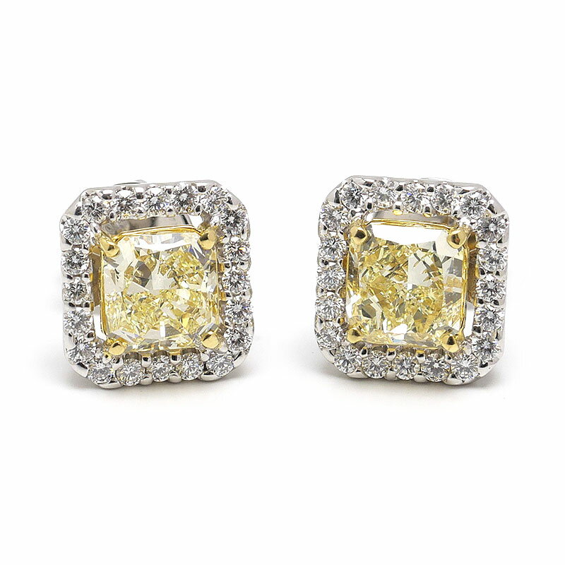 ダイヤモンドピアス K18WG・ダイヤ1.585/1.571ct LY-VVS2 レクタンギュラー