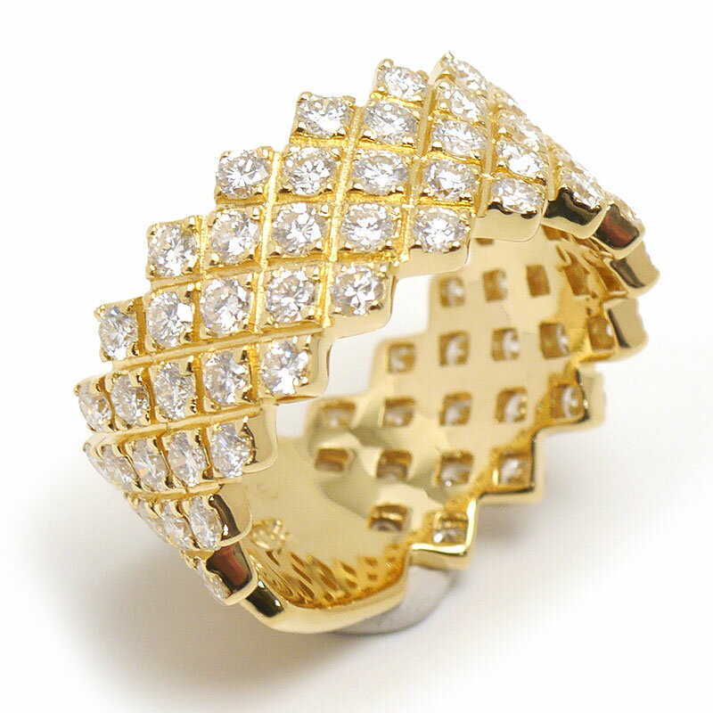 乐天商城 - 【中古】ダイヤモンドリング 約13号 K18YG・ダイヤ2.16ct 幅広デザイン【質屋鑑定品】