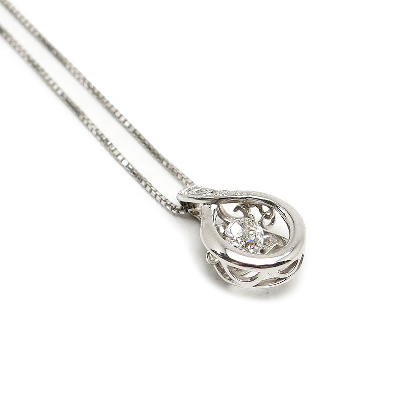乐天商城 - 【中古】ダイヤモンドネックレス K18WG・ダイヤ0.228/0.02ct しずく型【質屋鑑定品】